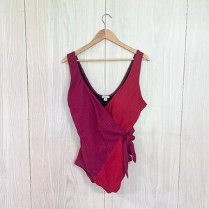 Sundance Colorblock Wrap One Piece Swimsuit